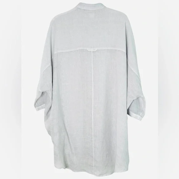 120% LINO Oversized Long 3/4 Sleeve Linen Button Down Lagenlook Top M - Picture 7 of 11